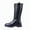Black, variant on Men's Tall Western Embossed Leather Boots, Side Zipper Cowboy Style Footwear, Lug Sole Casual Motorcycle Boots Vintage Biker Boots