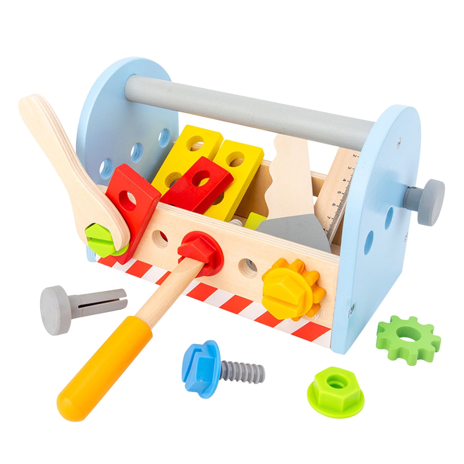 EGNMCR Portable Tool Basket Wooden Tool Set Workbench With Tools