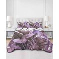 thumbnail image 3 of Purple Tropical Leaves Twin XL Size Down Alternative Comforter, Lightweight Comforter Quilt Bedding Set with Pillow Shams Simple Watercolor Palm Plants All Seasons Bed Comforter Duvet Insert 68"x98", 3 of 7