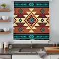 thumbnail image 5 of Turquoise Red Sheer Curtains 54 Inches Long, Southwest American Native Abstract Pattern Light Filering Curtains, Breathable Simi Curtain Privacy Drapes for Kitchen Bathroom Small Window Treatment, 5 of 9