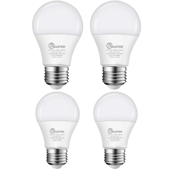 A19 LED Light Bulbs, 100 Watt Equivalent, Energy Efficient 11W, E26 Standard Base, Soft White 2700K, 10,000 Hour Lifetime , 4-Pack