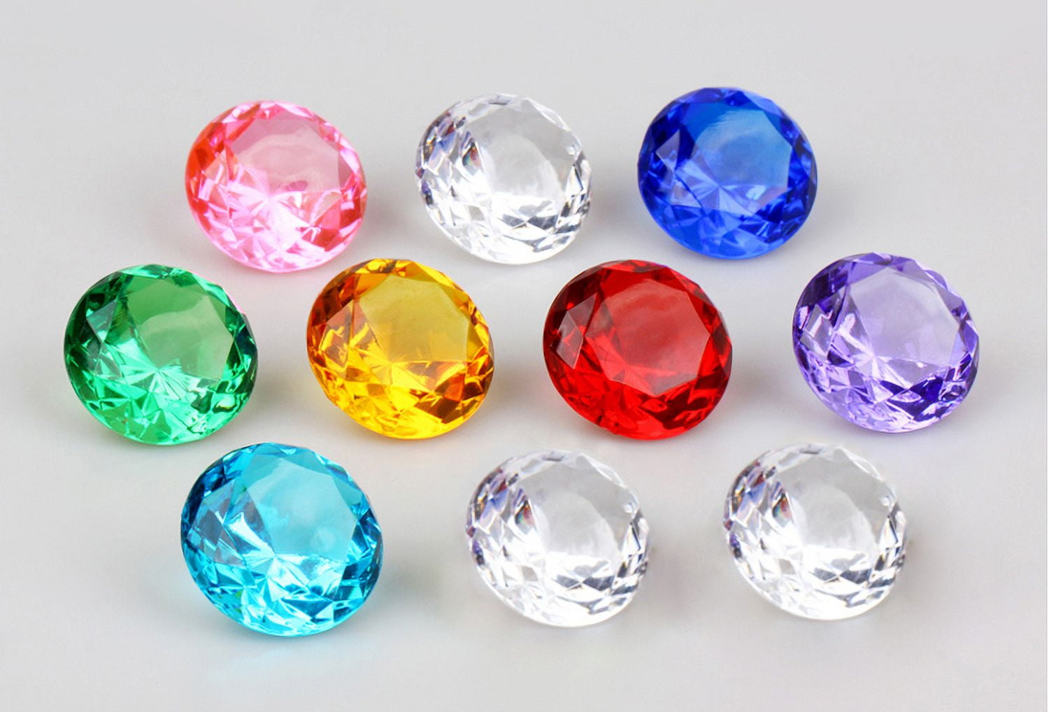 12 beautiful different colored Diamond Shaped Crystal Clear Gems Suits as decoration materiel,Kids treasure