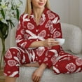 thumbnail image 6 of Picia Christmas Holiday Pinecone Pattern Women’s Long-Sleeve Sleepwear Set - Soft 2-Piece Loungewear with Pockets, Comfy PJs for Relaxing Nights-Small, 6 of 7