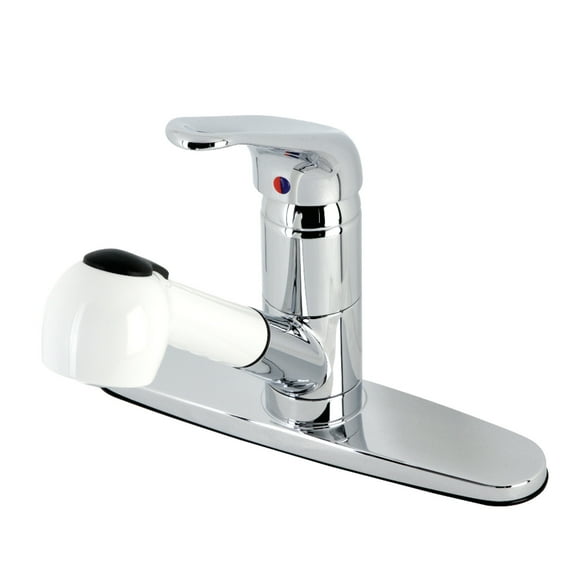 Kingston Brass KS887CW Pull-Out Kitchen Faucet, Polished Chrome/White