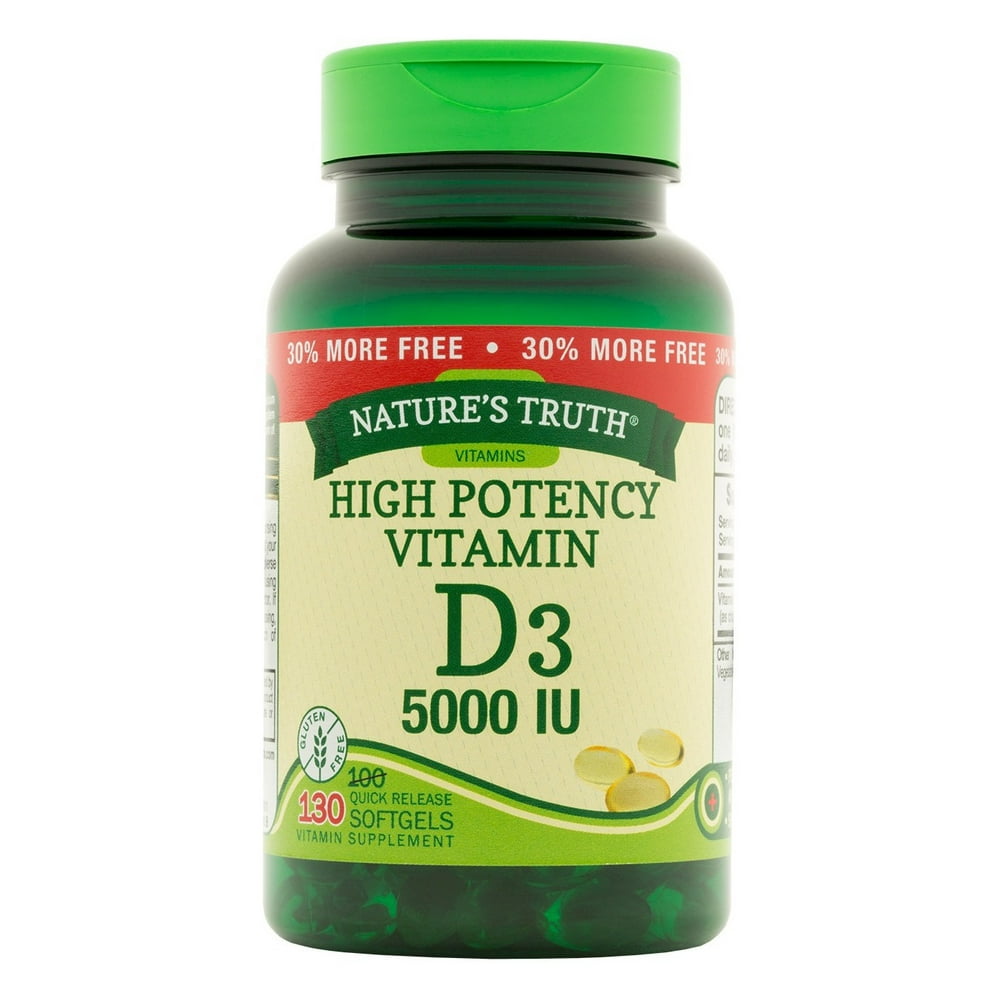 Natures Truth High Potency Vitamin D3 5000 IU, Quick Release Softgels