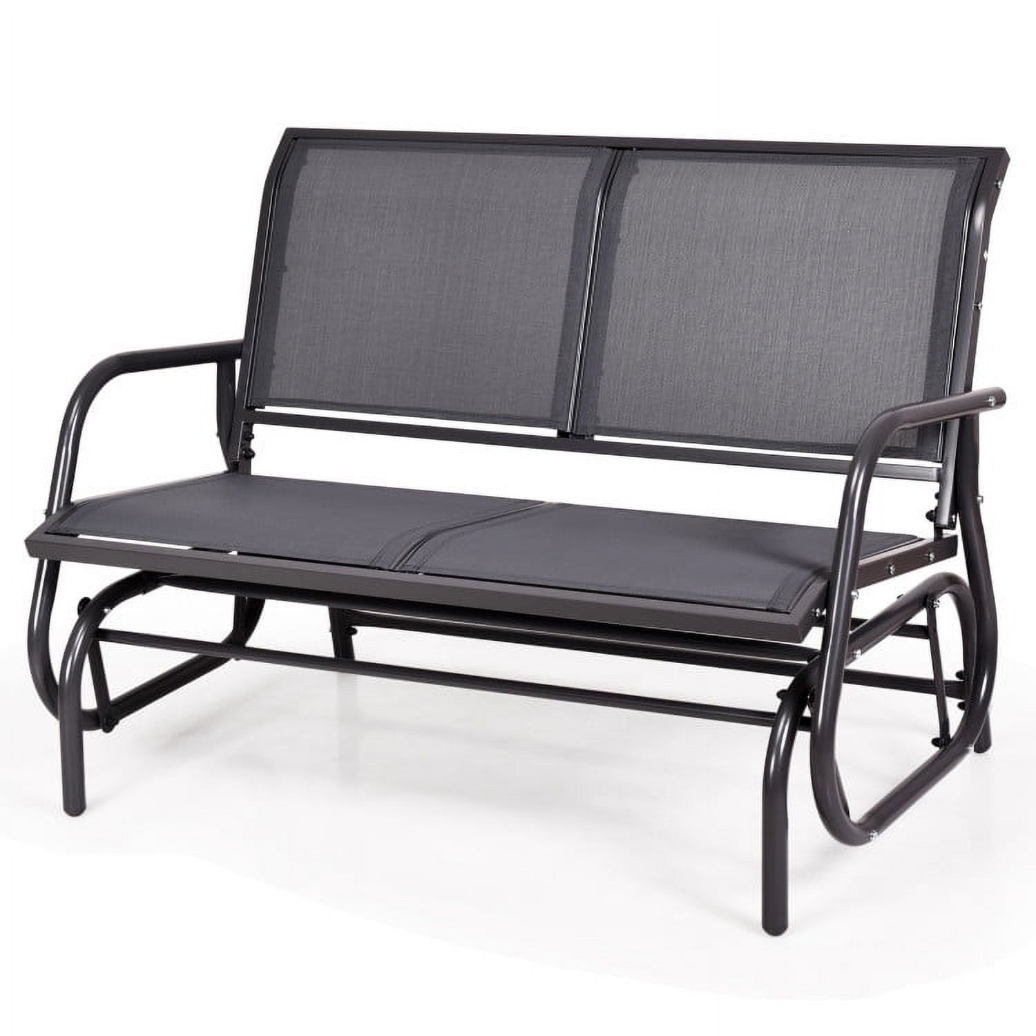 Kadyn Swing Glider Chair, Heavy-Duty 2-Person Outdoor Swing Bench, Sliding Rocker Double Seat Suitable for Backyard, Garden, Poolside, Lawn (Gray)