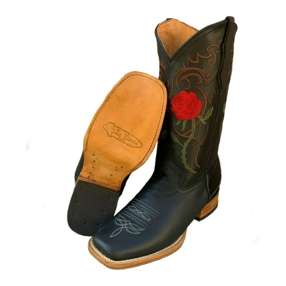 Women's Western Rodeo Square Toe Cowgirl Boots Leather 703