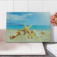 thumbnail image 2 of Seashells Cutting Board, Summer Beach Theme and Sand with Rays in the Sky Clouds Seaside Marine, Decorative Tempered Glass Cutting and Serving Board, Small Size, Aqua Ivory Mustard, by Ambesonne, 2 of 5