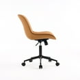 thumbnail image 3 of YOUNIKE Upholstered Desk Chair, Armless Computer Chair with Wheels，Modern Faux Leather Office Chair，Adjustable Swivel Rolling Chair，Adjustable Height，Suitable for Office, Home, Tan, 3 of 15
