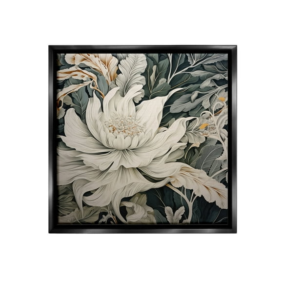 Stupell Industries Traditional Curving Flowers Botanical & Floral Painting Black Floater Framed Canvas Art Print Wall Art, 18 x 18