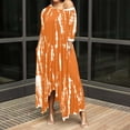 thumbnail image 2 of Vestido a media pierna con abertura en el bolsillo con teñido anudado y cuello redondo holgado informal con cuello redondo y manga tres cuartos a la moda Pompotops ghjkhdj12611, 2 of 7