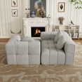 thumbnail image 6 of Modern Upholstered Combination Sofa Set, Fully Compressed Modular 103" L-Shaped Combination Living Room Sofa Set with 3 Pillows, Free Combination Sofa for Living Room (Right Side Recliner) (White), 6 of 11