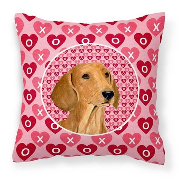 Carolines Treasures Dachshund Hearts Love & Valentines Day Portrait Fabric Decorative Pillow