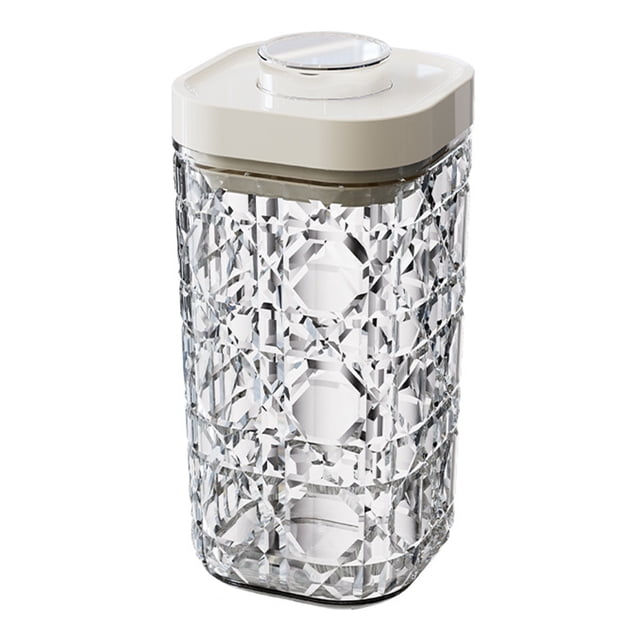 Tarro hermético vintage de plástico transparente con tapa abatible, apilable, con apertura de un botón, organizador de cocina para cereales, harina de arroz, pasta y aperitivos.