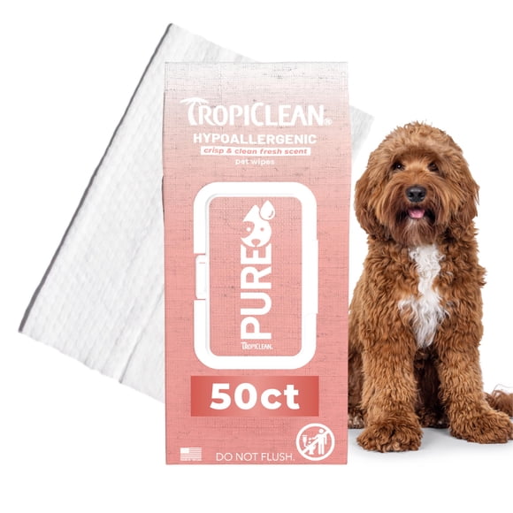 Toallitas TropicLean PURE hipoalergénicas para perros, 50 unidades