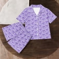 thumbnail image 4 of ITSAME Girls Outfit Sets, Bow Print Lapel Button Up Tops and Shorts Fashion Lougewear 2-Piece Purple Size 3-4, 4 of 7