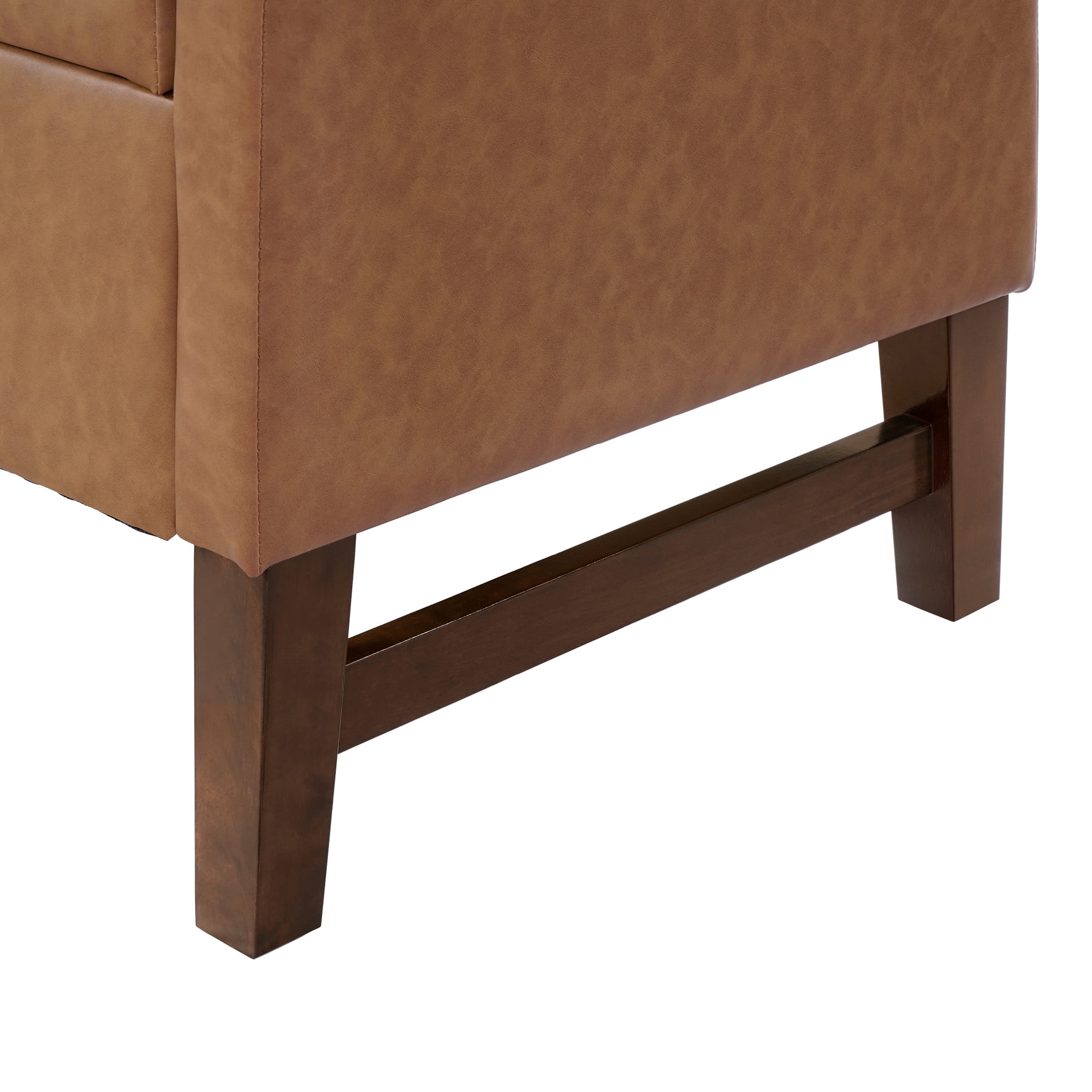 Christopher Knight Home Faux Leather Storage Ottoman Bench with Wooden Legs and Pillows, Light Brown