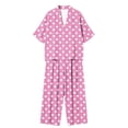 thumbnail image 6 of Women's Dressy Polka Dots 2 Piece Outfits - V Neck Shawl Collar Blouses & Wide Leg Pants Lounge Sets with Pockets, 6 of 6