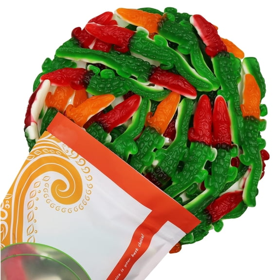 FirstChoiceCandy Giant Gummy Gators, ,Extra Large Soft & Chewy Fruit Flavored Gummies - 2 Pound