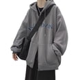 thumbnail image 1 of Sudadera con Capucha y Cremallera para Hombre Primavera Otoño Moda Vintage Informal Suelta con Estampado de Letras Sudadera con Capucha con Dibujo para Hombre Gris Claro XL, 1 of 8