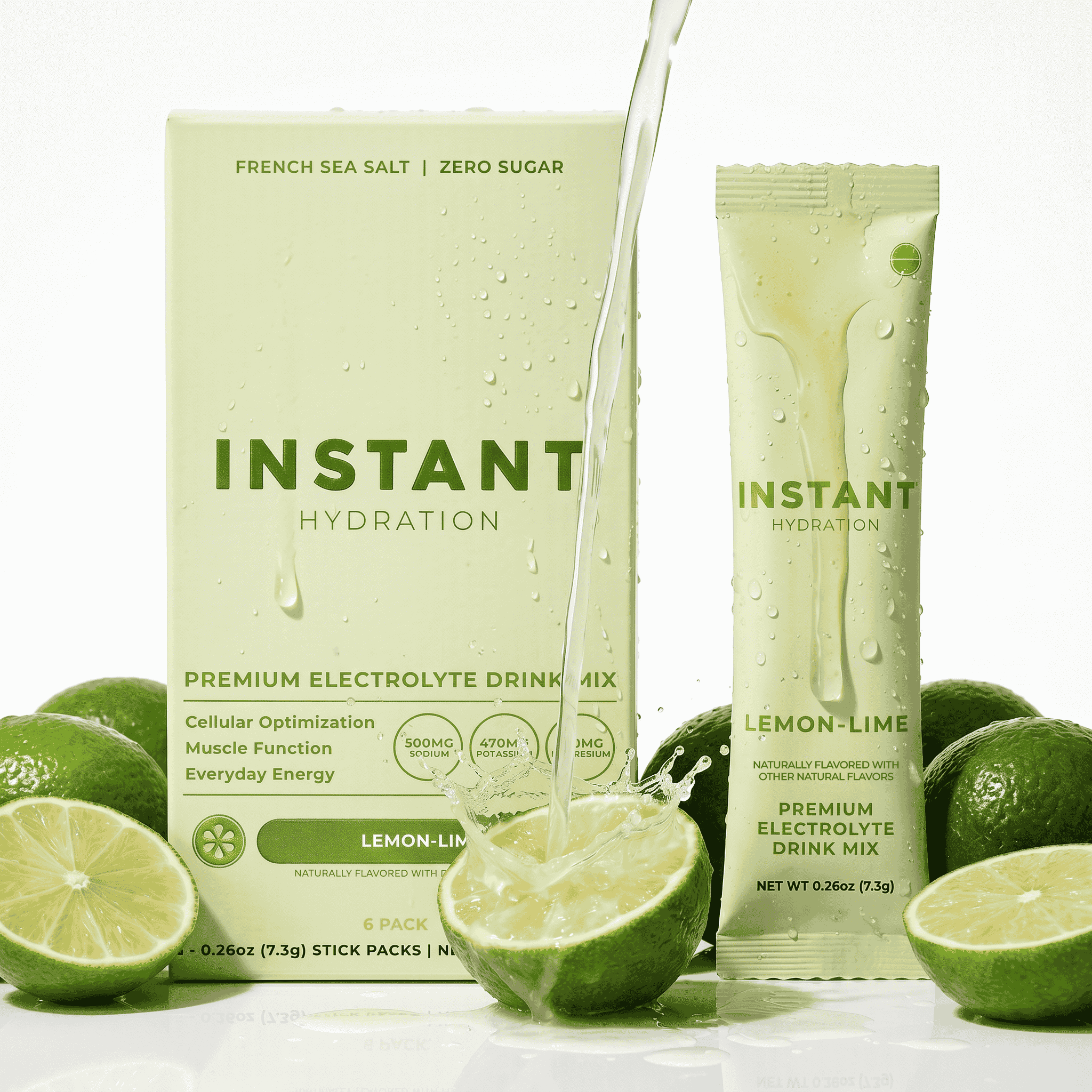 (2 pack) Instant Hydration Sugar Free Electrolyte Powder, Lemon Lime, 6 Sticks