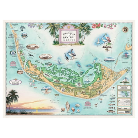 Captiva Sanibel Islands, Florida Hand-Drawn, Antique-Style Map (9