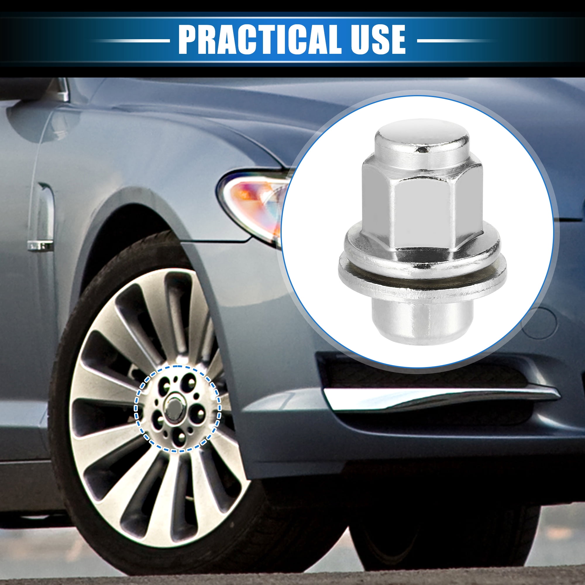 Unique Bargains Wheel Lug Nuts for Jaguar XF XJ XE, Durable M12 x 1.5 Carbon Steel 20