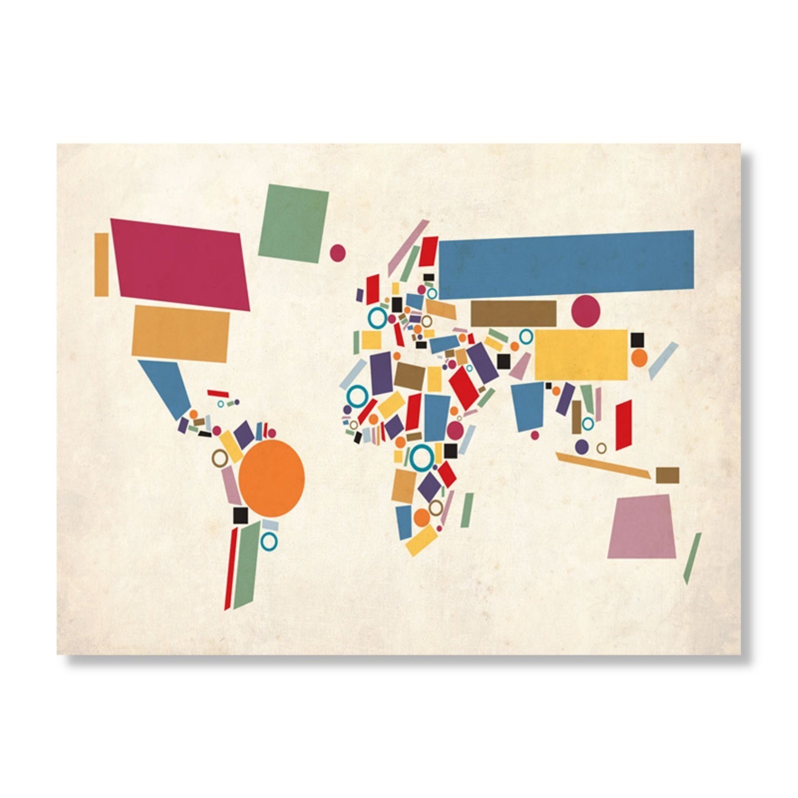 Trademark Art "Abstract Shapes World Map" Canvas Art by Michael Tompsett