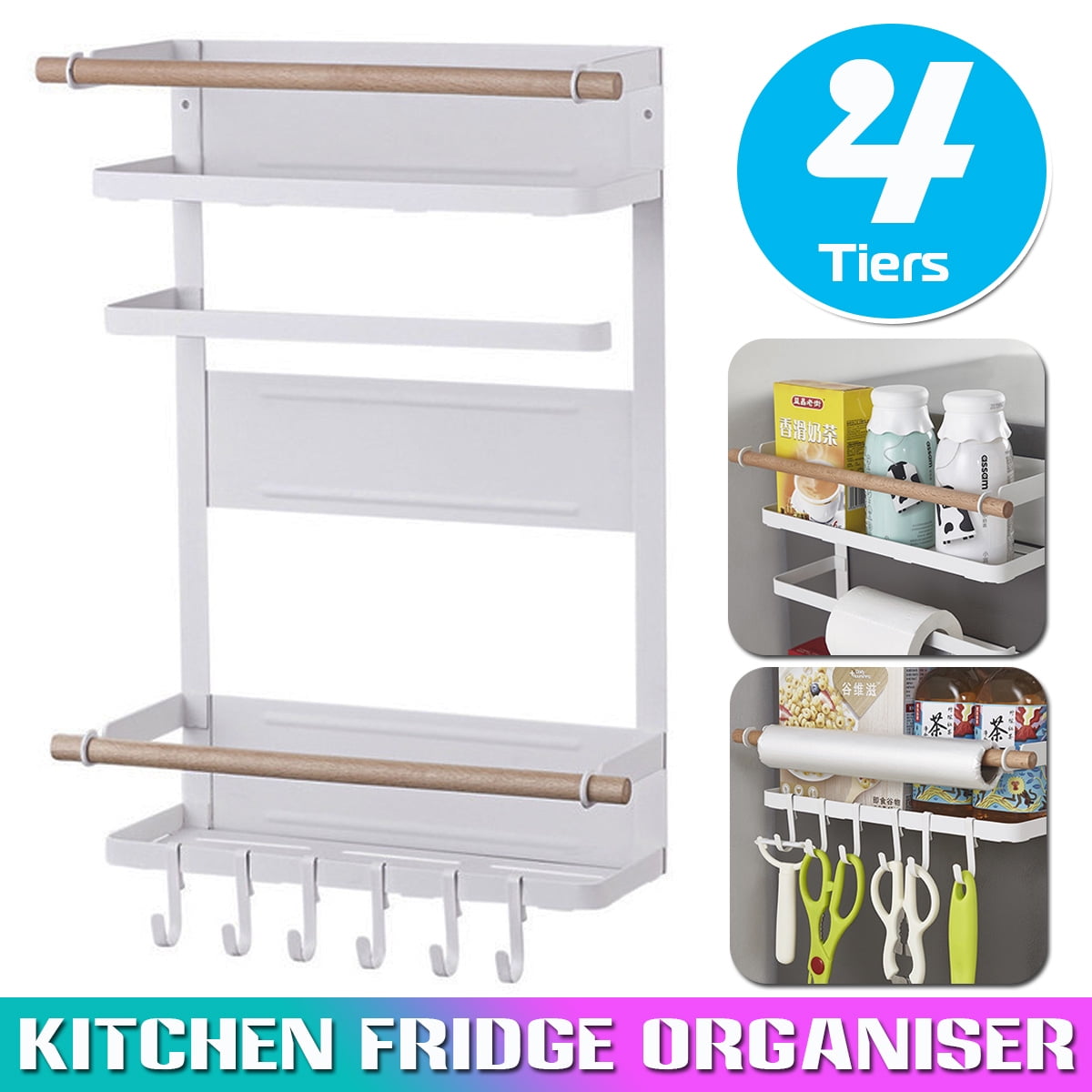 Strong Waterproof Refrigerator Storage Rack 4 Tiers Fridge