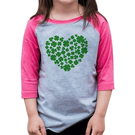 

7 ate 9 Apparel Girls St. Patrick s Day Shirts - Lucky Heart Clovers Pink Shirt 5T