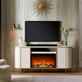 thumbnail image 4 of OKD 70" Fireplace TV Stand for TV up to 80", Modern Fluted Entertainment Center with Electric Fireplace, Media Console Table for Living Room - White, 4 of 8