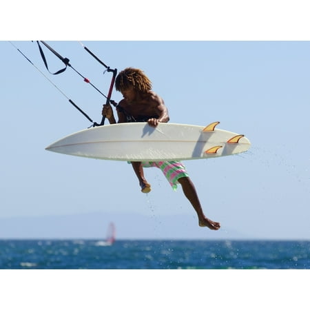 Man Kitesurfing Canvas Art - Ben Welsh Design Pics (16 x 12)