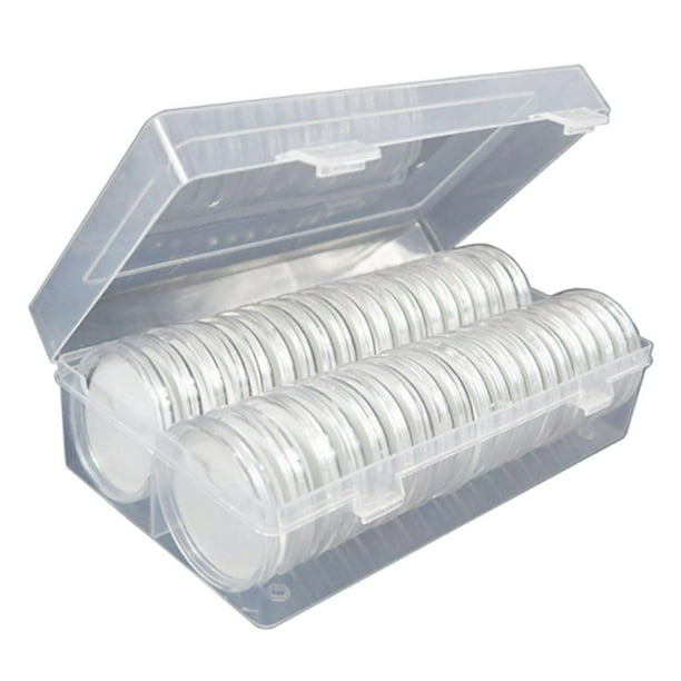 50 Piezas Caja Organizadora de Medallas Base para Cápsulas Almacenador para Monedas Exhibidor Protector Material PP Transparente Adecuado para Ceremonias Regalos Empresas Exposiciones Oficinas