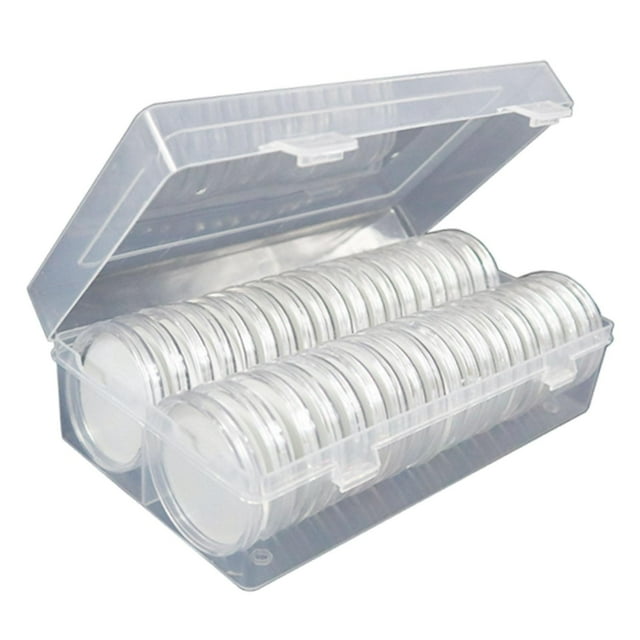 50 Piezas Caja Organizadora de Medallas Soporte Cápsulas Almacenador para Monedas Exhibidor Protector Material PP Transparente Adecuado para Ceremonias Regalos Empresas Exposiciones Negocios