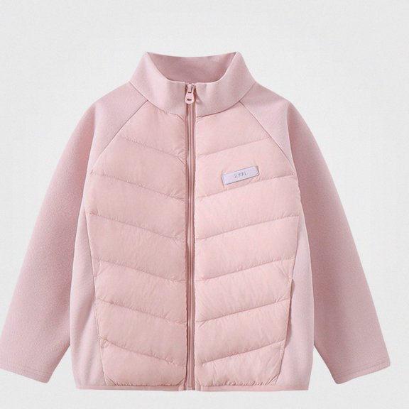 Teylalorva Girl'sOuterwear Jackets Patchwork Lightweight Down Jacket White Duck Down Reversible Warm Coat(1-11) Pink Size 4T