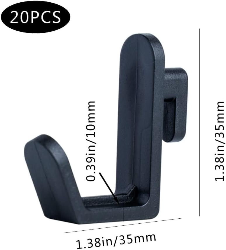 20 Pcs Pegboard Hooks J Hook Style Hooks Plastic Peg Locks for Storing and Organizing Tool Accessories(Black)