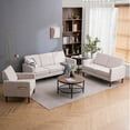 thumbnail image 2 of Ubesgoo 3 Piece Sectional Sofa Set, Fabric Living Room Set with ith Sofa, Loveseat, and Accent Chair Creamy White, 2 of 11