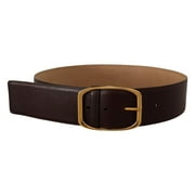 Dolce  Gabbana Dark Brown Leather Gold Metal Buckle Belt