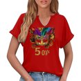 thumbnail image 6 of Kctiaxy Womens T Shirts V Neck Short Sleeve Summer Tops Casual Loose Fitting Comfy Pullover Top Funny Carnival Graphic Tees Blouse, 6 of 6