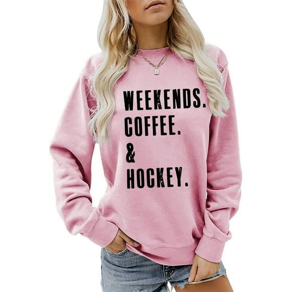 ORUYROP Weekends Coffee Hockey Sweatshirt, Hockey Player Sweatshirt, Hockey Mom Shirt Women Hockey Lover Pullovers Shirt Gift