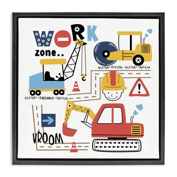 Stupell Industries Work Zone Construction Essentials Black Framed Floater Canvas Wall Art, design by Creative Studio