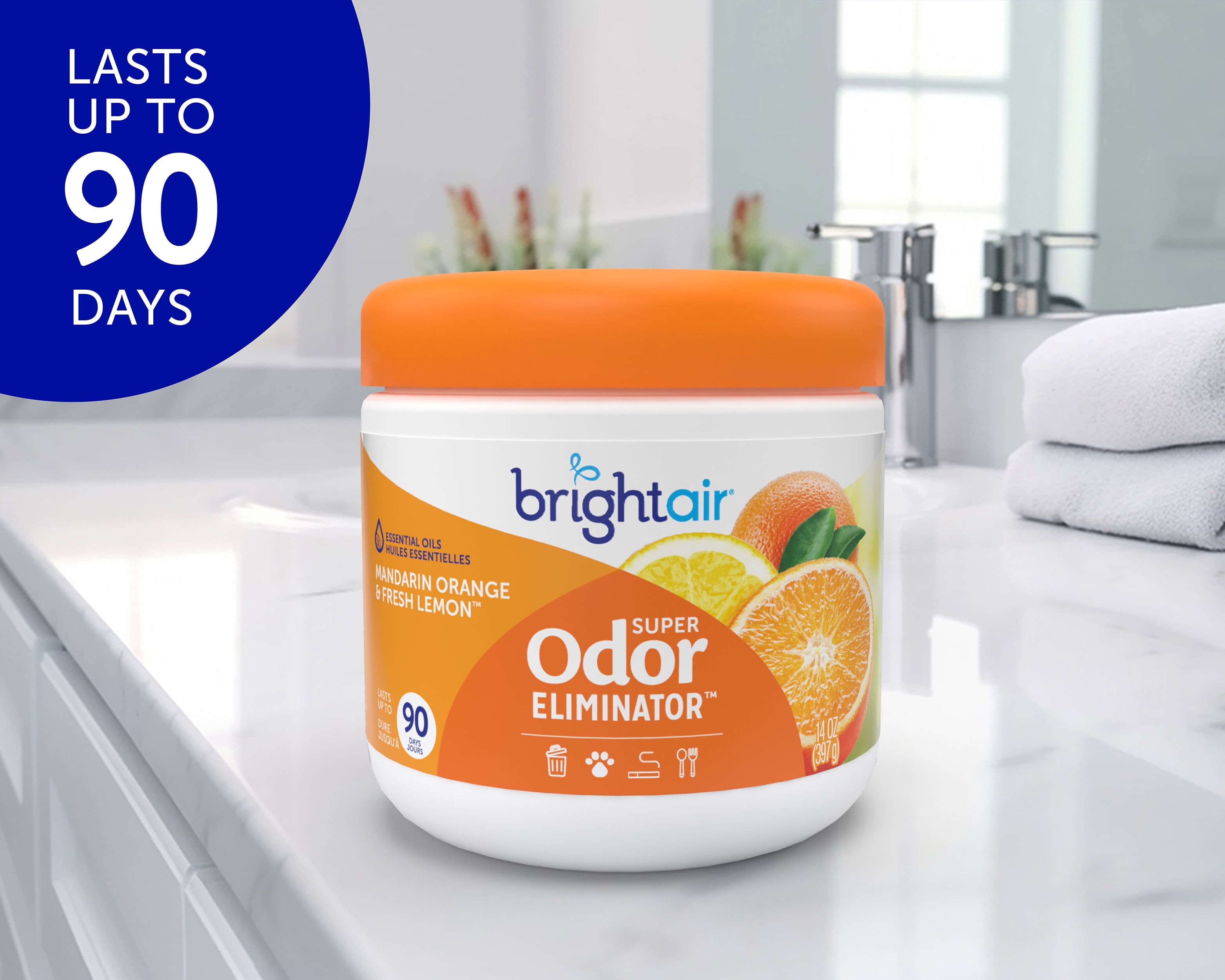 Bright Air Super Odor Eliminator Air Freshener, Mandarin Orange & Fresh Lemon, 14oz