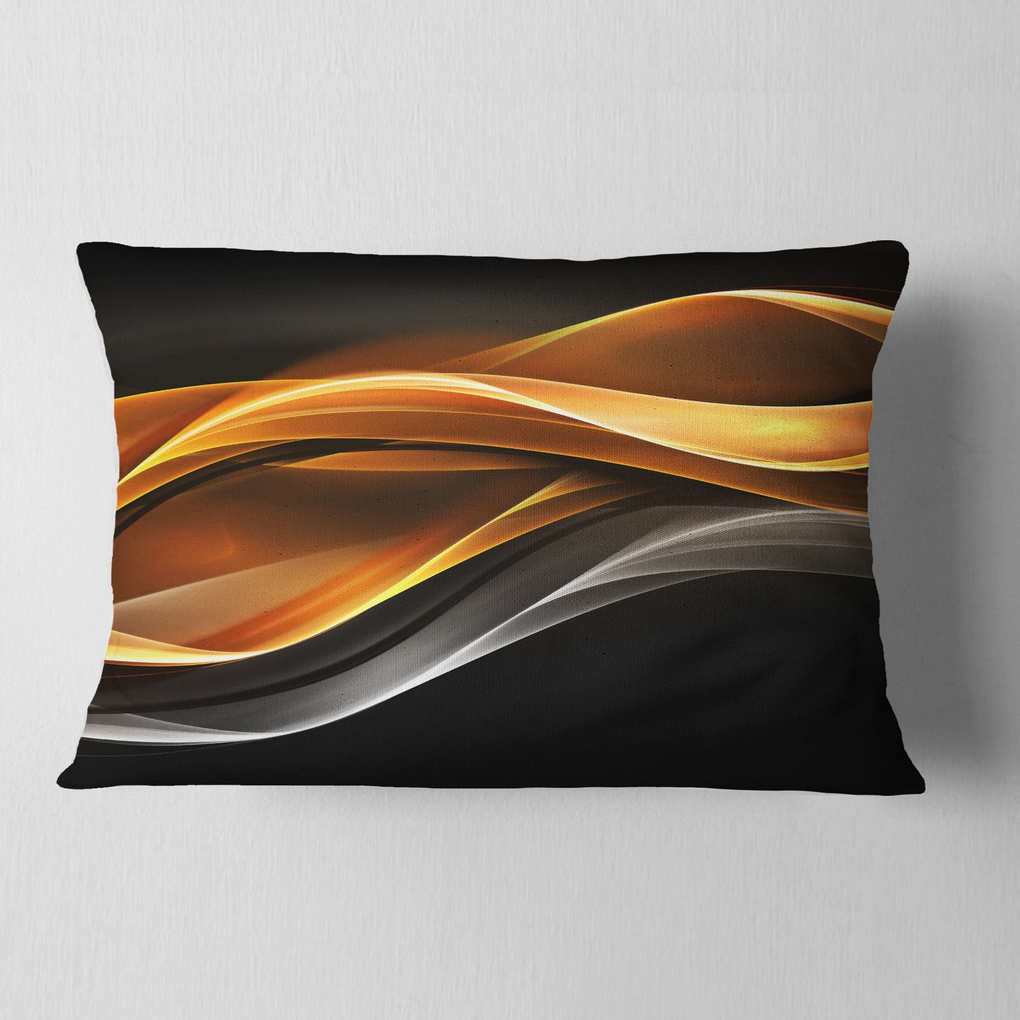 Designart Gold Silver Inward Lines - Abstract Throw Pillow - 12x20