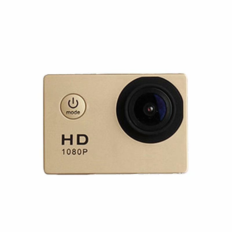Sports Camera Full HD 1080P Waterproof & Rechargeable with 16GB SD Card & Mount Gear 10 pc Kit Gold 