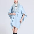 thumbnail image 5 of Cape Châle Tricotée Couleur Unie, Col Faux Élégant pour Femmes, 5 of 5