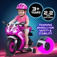 thumbnail image 4 of Kid Trax 6V Glow Electric Toddler Kids Motorcycle - Toddler Bike, Indoor/Outdoor Toys, Durable, LED Headlights and Body Light, Realistc Sounds, Kids Ride On Toys, Max Weight 65lbs, Ages 3+, Pink, 4 of 5