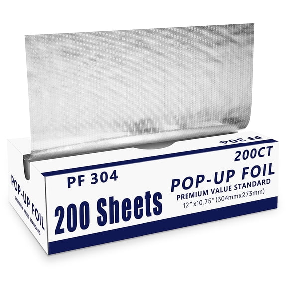 GPED Aluminum Foil Sheets 200 Count, Pre-Cut Pop-Up Foil Wraps 12”x10.75”, Heavy-Duty Disposable Aluminum Sheets for Food Storage, Cooking, Baking, Sandwiches, Restaurant and Daily Kitchen Use
