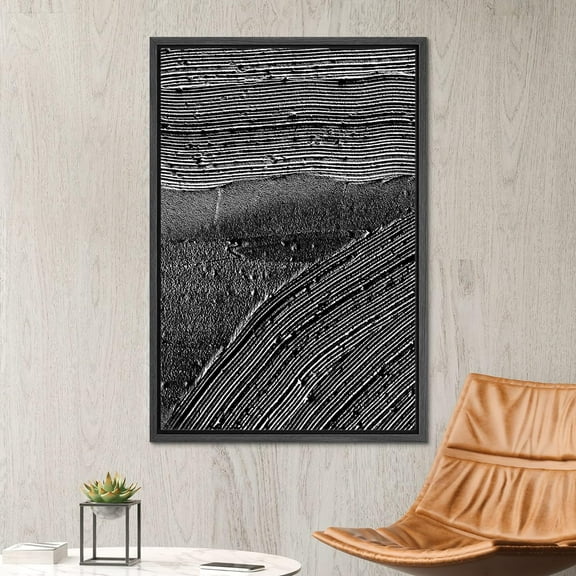 PixonSign Framed Canvas Wall Art Rustic Black Paint Stroke Landscape Abstract Print Minimalism Contemporary Nordic Relax/Calm Decoration for Living Room, Bedroom, Office - 16"x24" Black