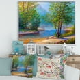 thumbnail image 2 of Designart 'Green Trees By The Bridge Over River' Traditional Framed Canvas Wall Art Print, 2 of 5