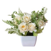 HJQEQVD Bouquet of Flowers Artificial Flowers in Vase Silk Rose Arrangements Flowers Bouquets with Plastic Vase Dinning Table Centerpieces Bedroom Bathroom Kitchen for Decorations Outdoor